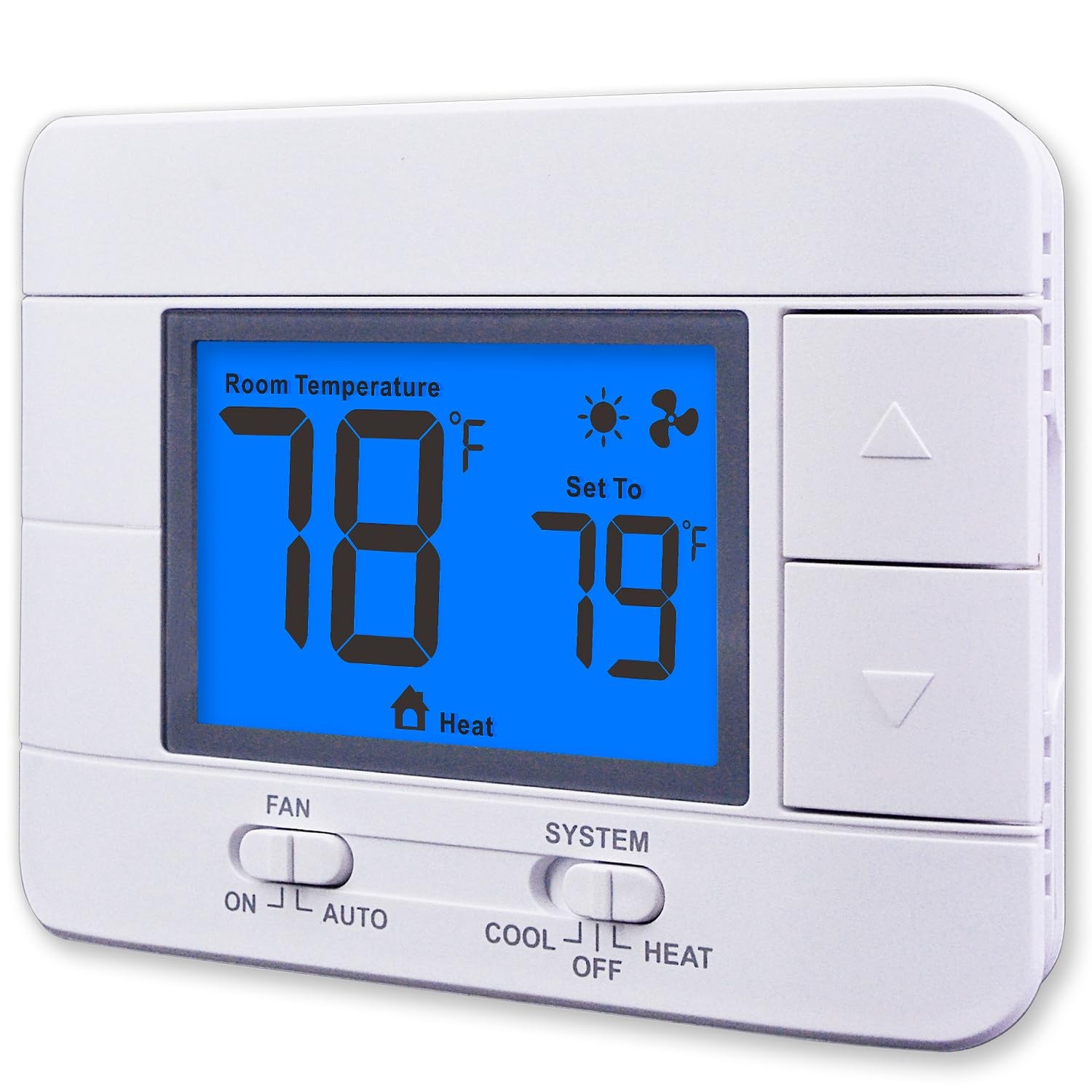 Aowel Non Programmable Thermostat for Home 1 Heat/ 1 Cool Blue Backlight