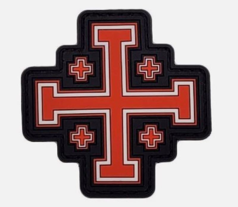 USA Flag Jerusalem Cross Crusader PVC Morale Patch [2.5 inches-Glow Dark]