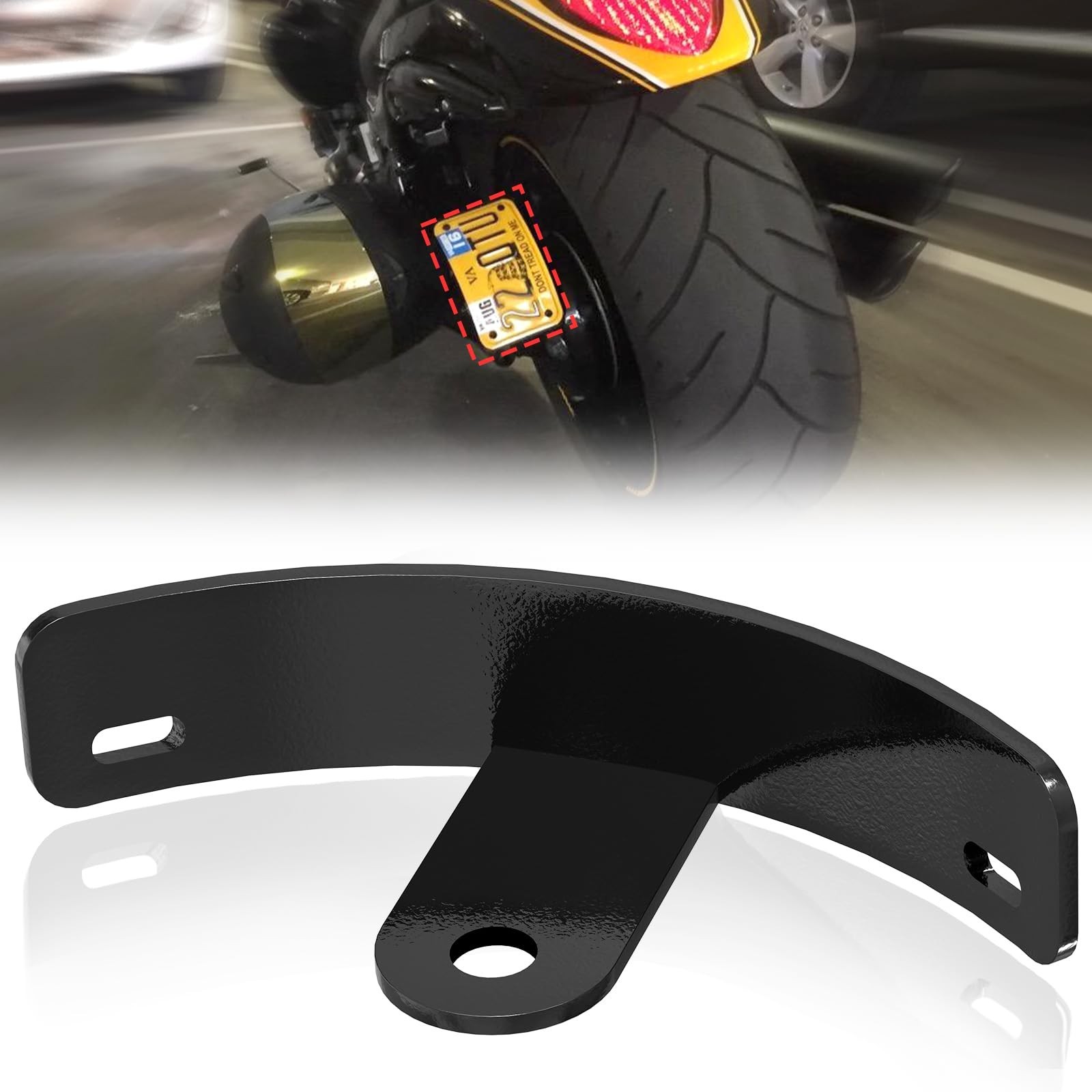 Rear Side License Plate Bracket, Side Mount License Plate Curved for Harley D...