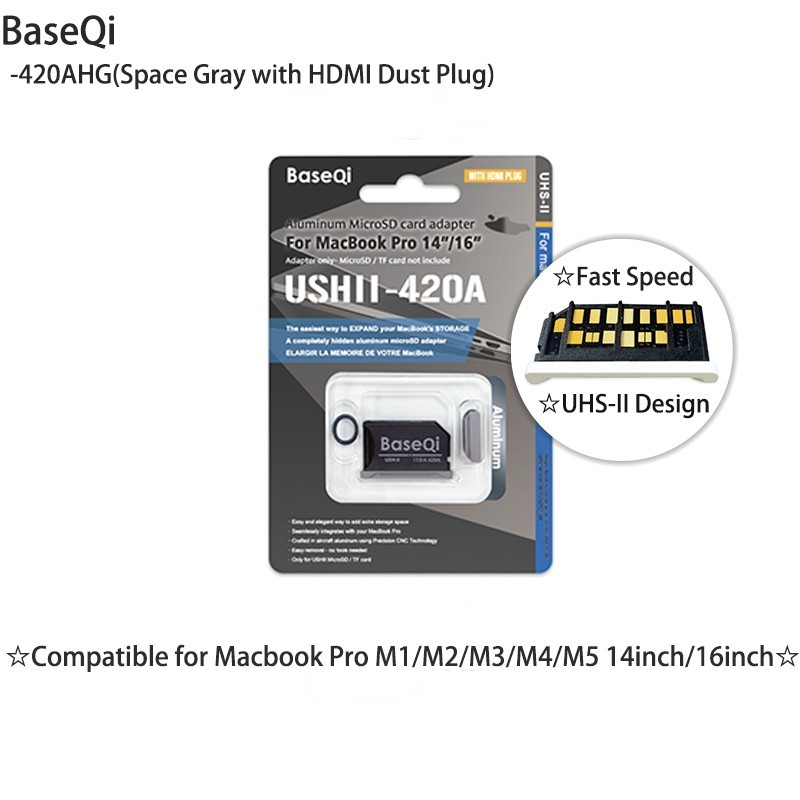 Baseqi For Macbook Pro 14inch 16inch M1/M2/M3/M4/M5 Micro SD Card Adapter 420AHG
