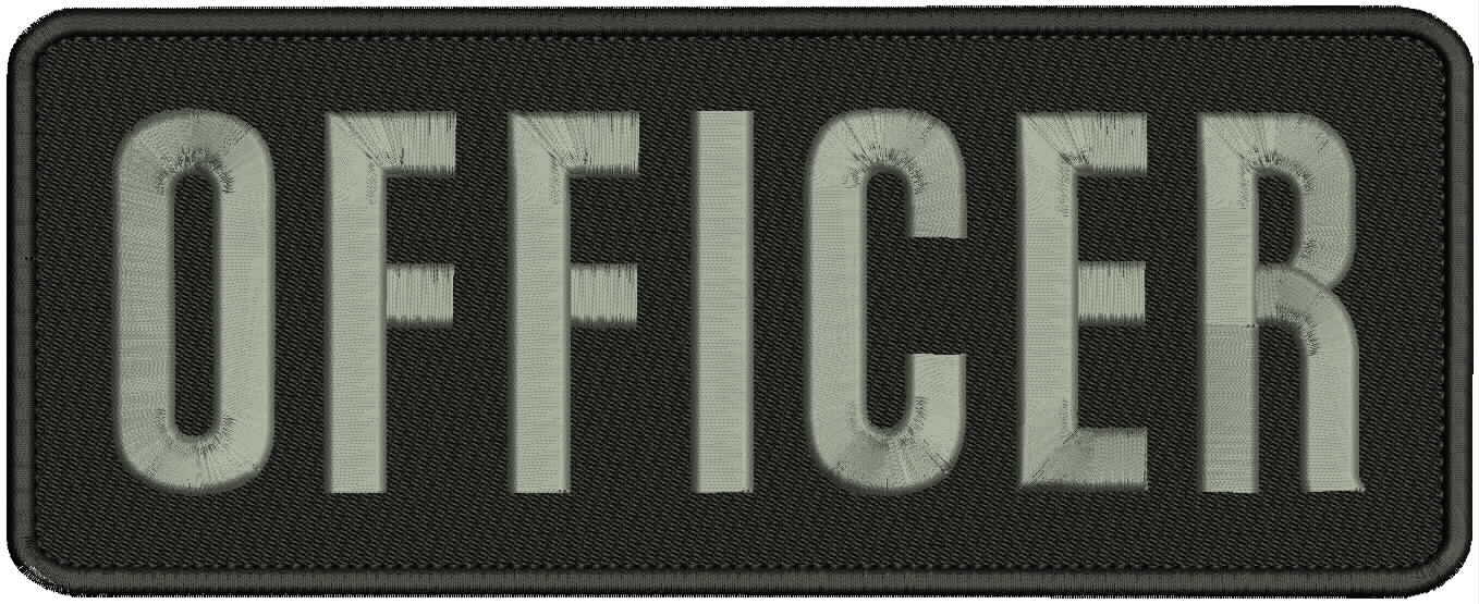 OFFICER EMBROIDERY PATCH 4X11 HOOK ON BACK BLK/GRAY