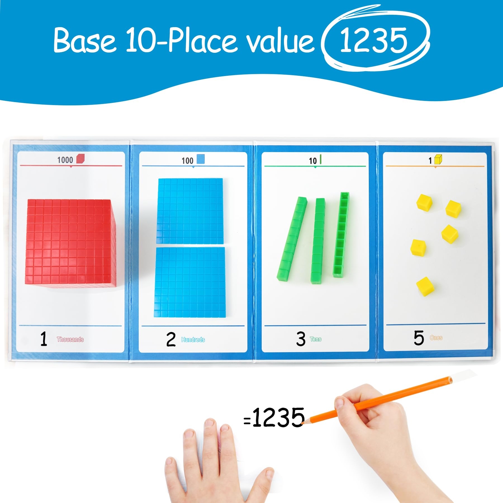 Math Manipulatives for Kids Aged 3+.Base Ten Blocks with Place Value Chart - ...