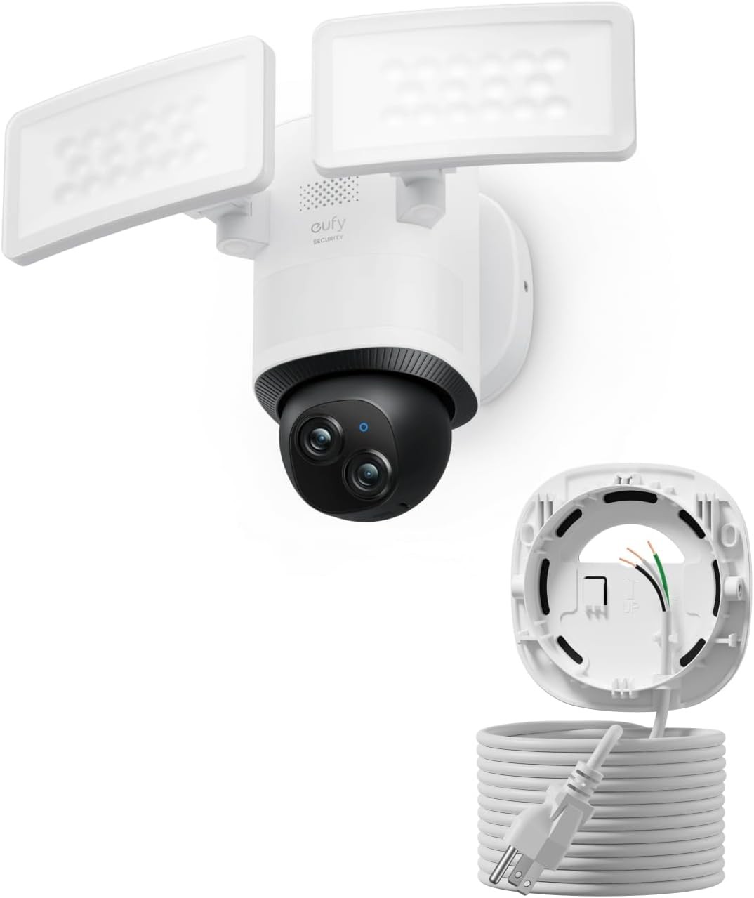 eufy Outdoor Floodlight Security Camera E340 & 20ft AC Cable 360° PTZ Wi-Fi