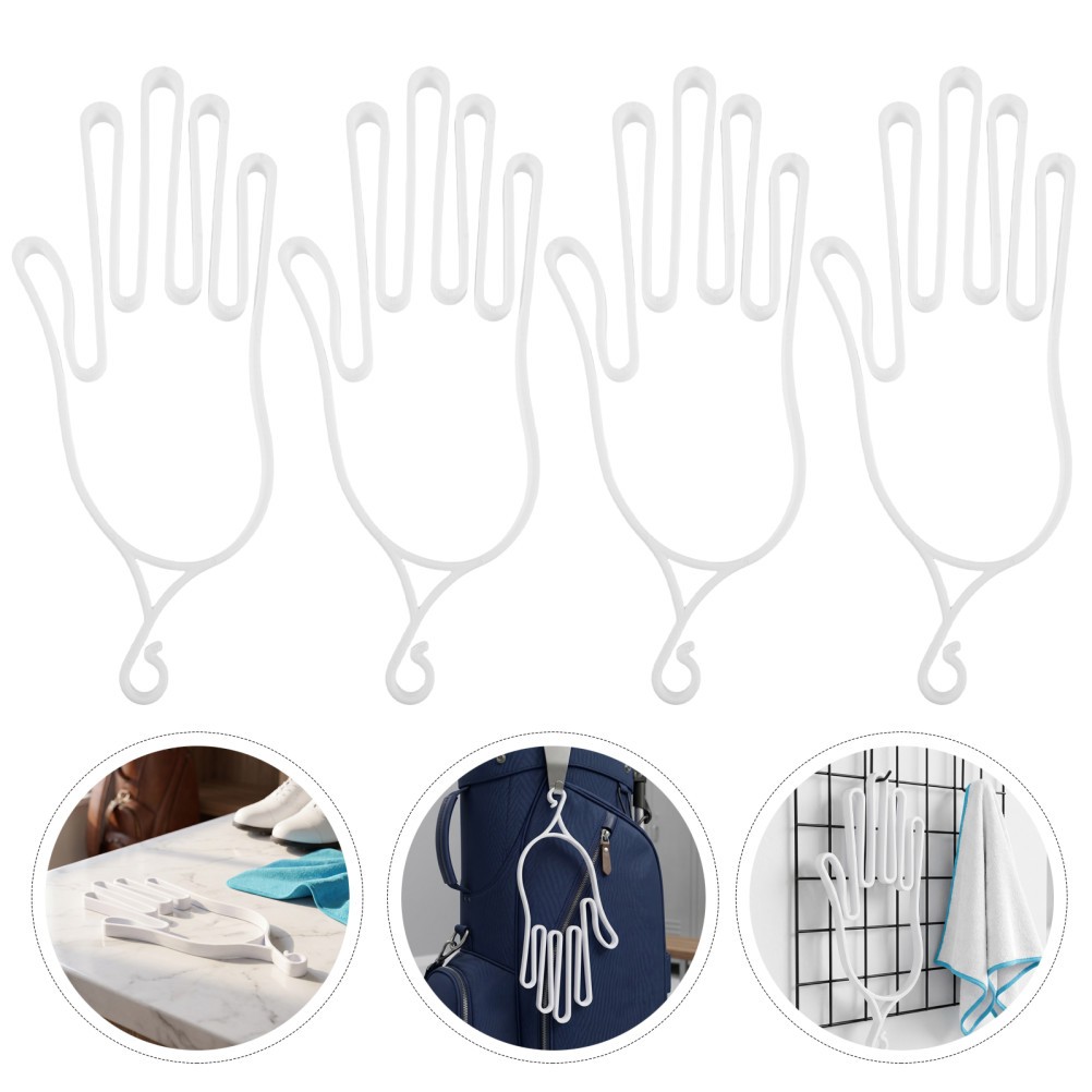 4Pcs Reusable Golf Glove Stretchers with Holder Rack for Outdoor Drying White
