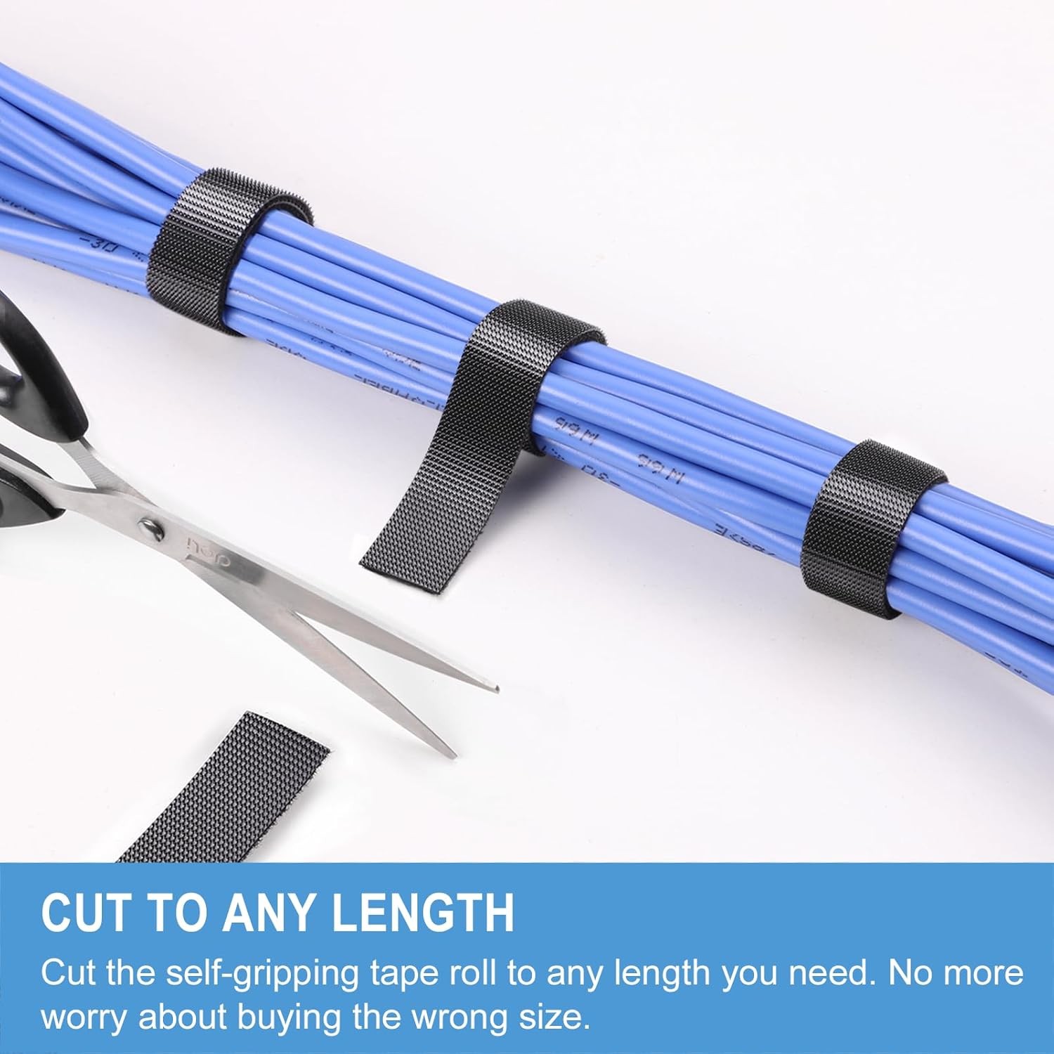 Double-Sided Hook and Loop Straps, Self-Gripping, 2 Inch Wide, Cut to 2in x 12ft