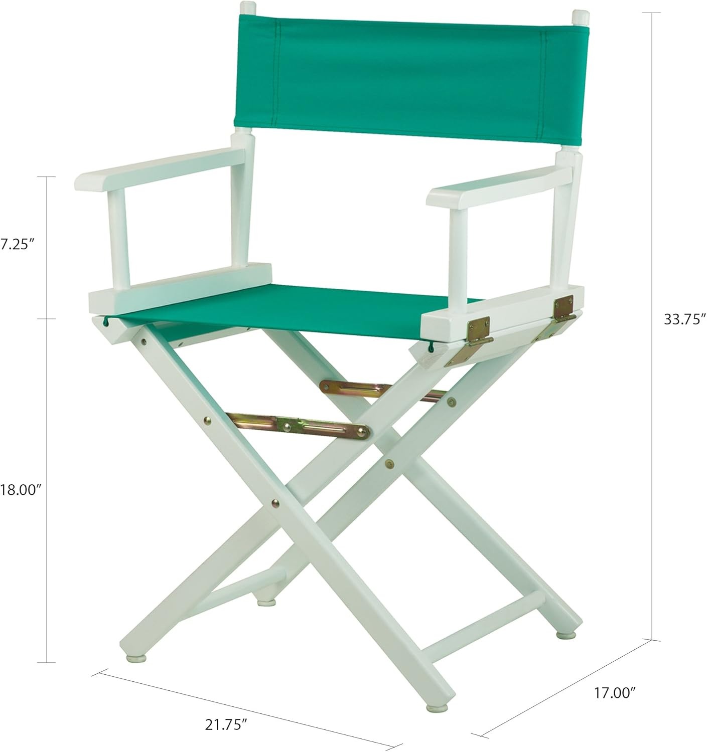 18" Director's Chair White Frame W/ Teal Canvas Beech Cotton