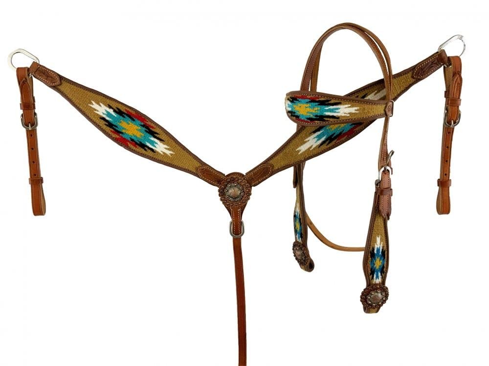 Showman Headstall & Breast Collar Set w/ Wool Southwest Blanket Inlay