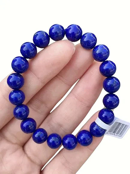 Lapis Lazuli Beaded Hand-Woven Bracelet 9MM 23.54G w Certificate & Box