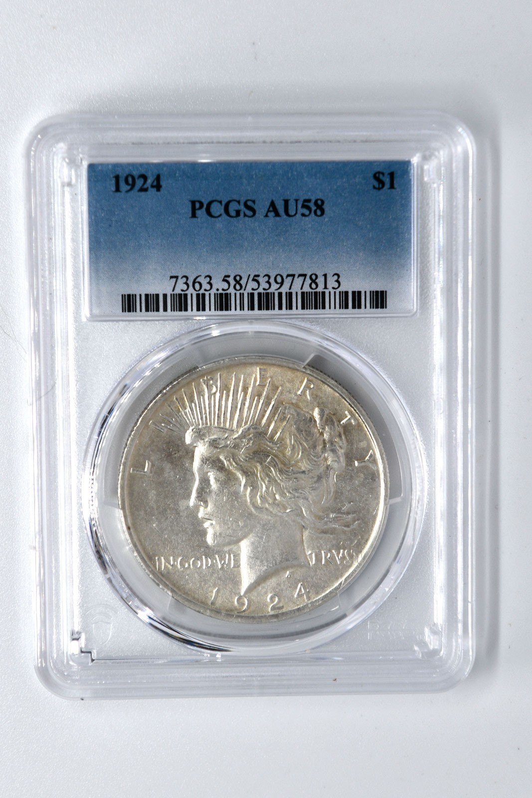 1924 Peace Silver Dollar PCGS AU 58