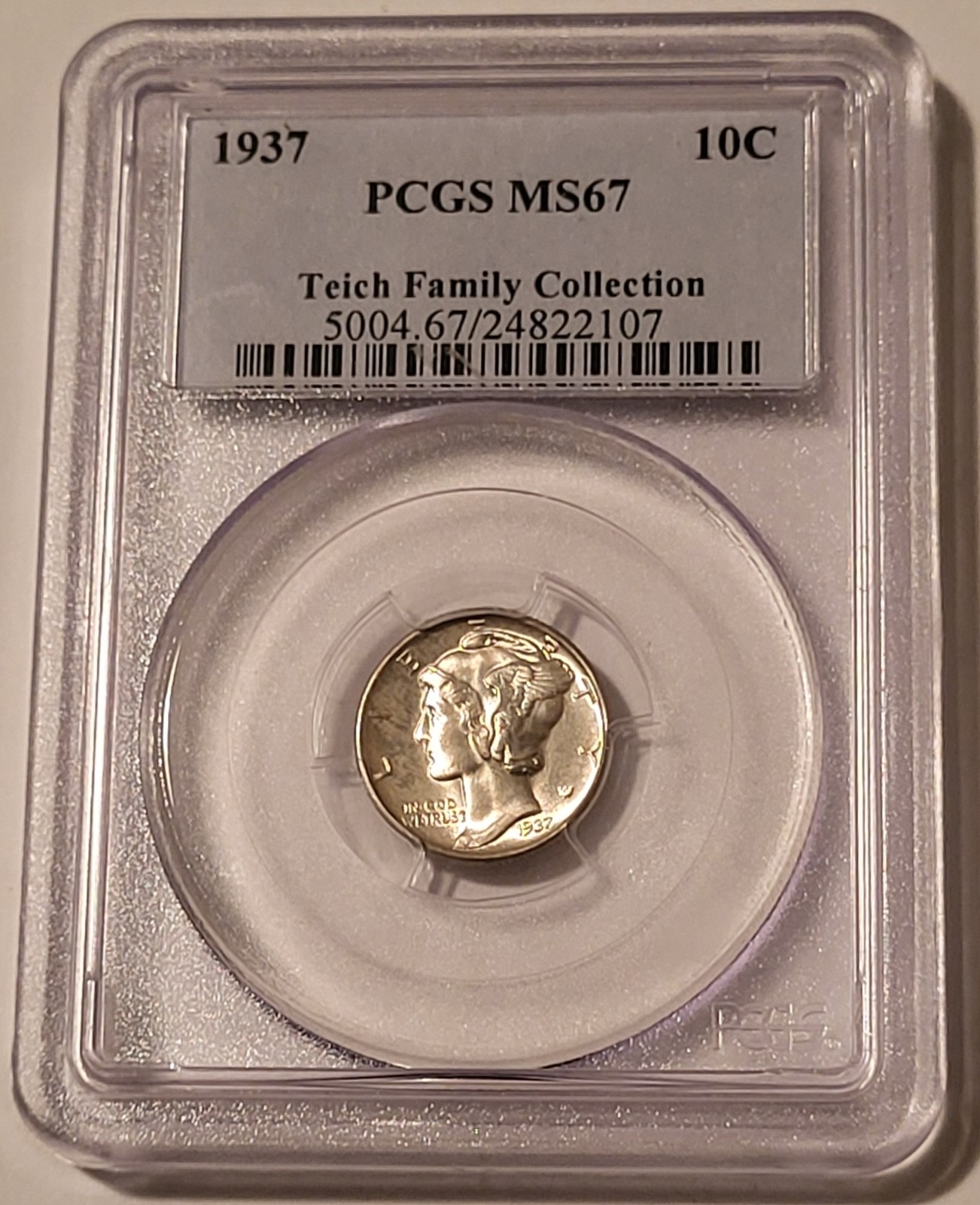 1937 Mercury Dime MS67 PCGS Teich Family Collection