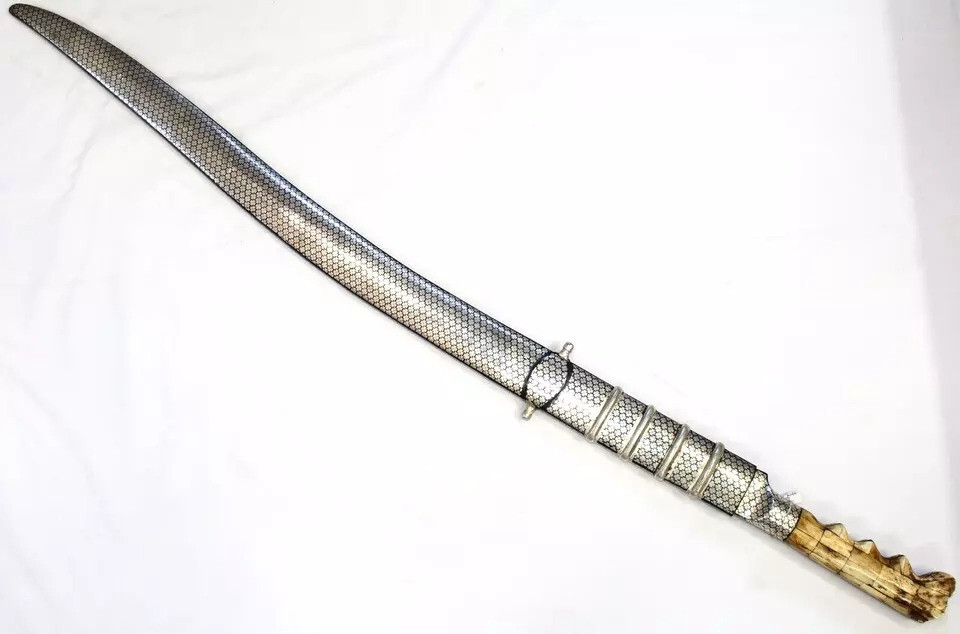 Salafa Sword Dagger Knife Silver Koftgiri Damascus Blade Handle D976