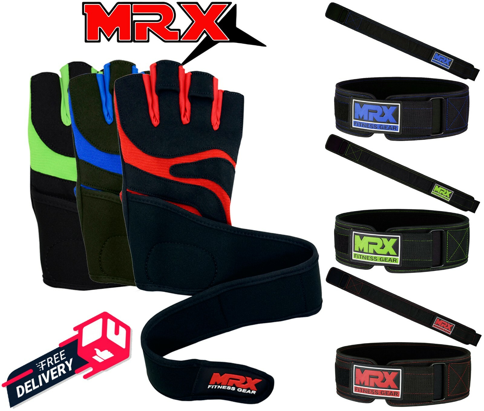 Weight Lifting Belt with Gym Gloves Training Fitness Bodybuilding Workout Set