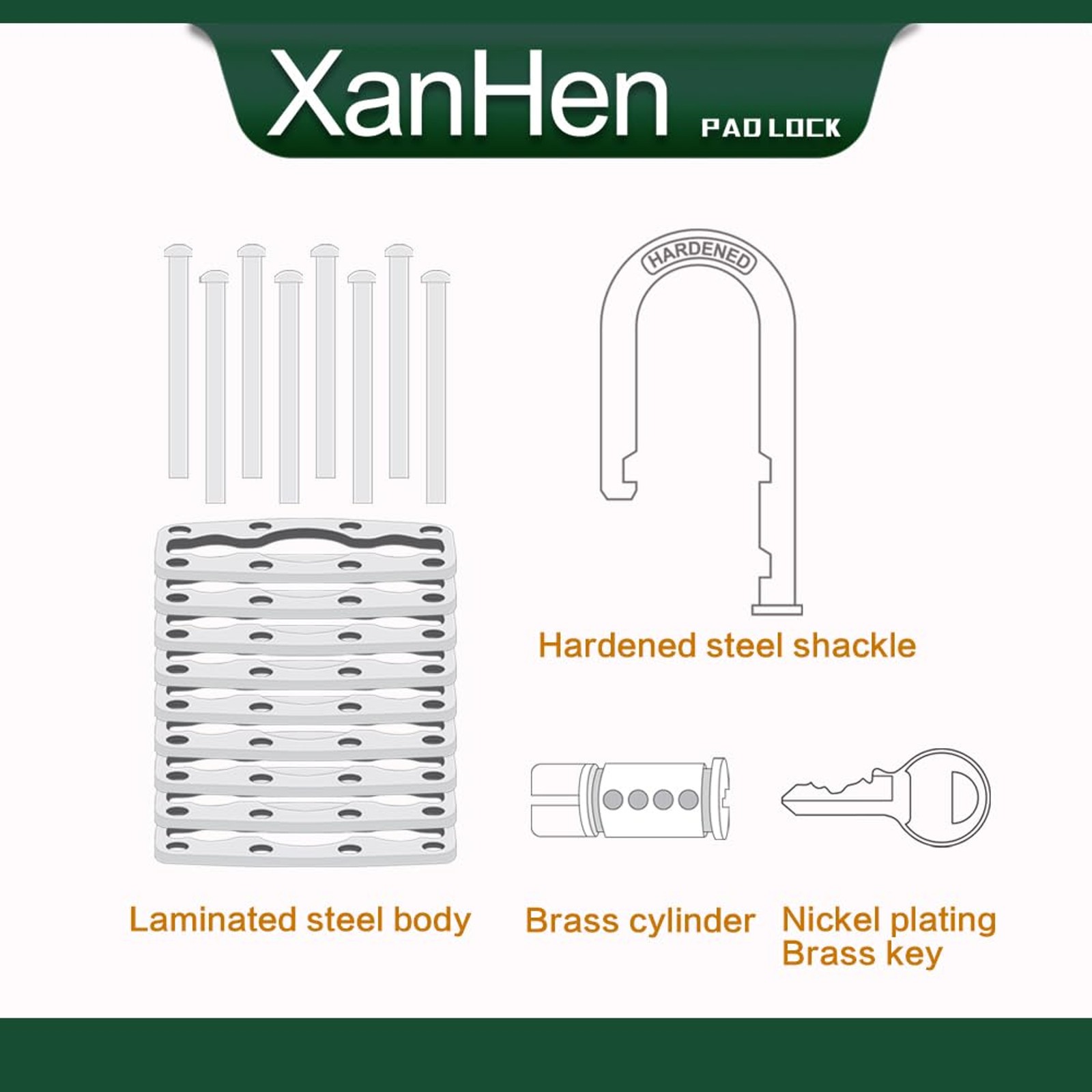 Lock Outdoor Padlocks, Key Lock, Padlocks with Same Key - Laminated Steel Keyed