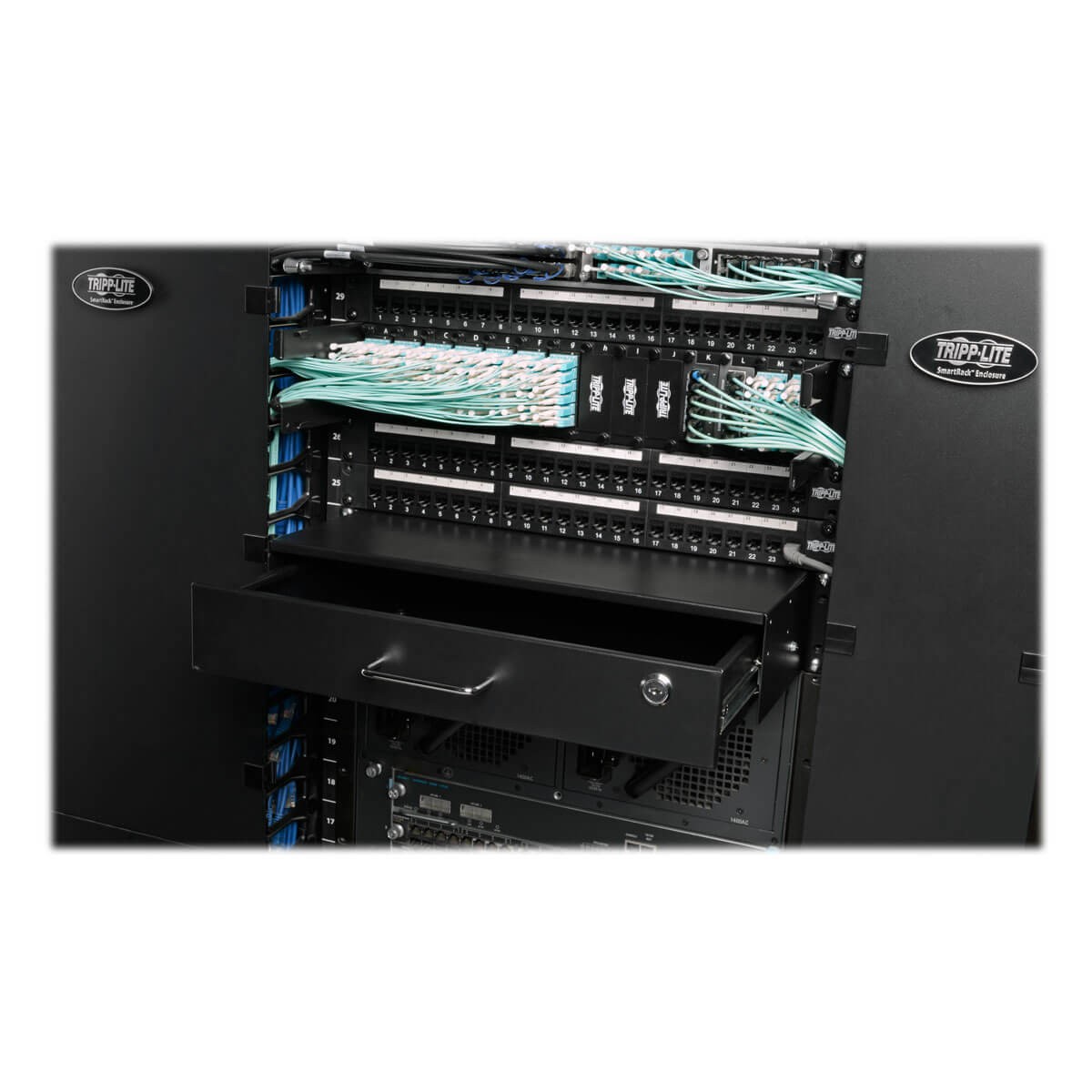 Tripp Lite 2U Locking Rackmount Open Frame Rack Storage Drawer - Black
