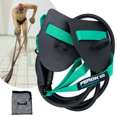 Swimming Resistance Band with Hand Paddles, Stretch Cord, Fitness Bands for