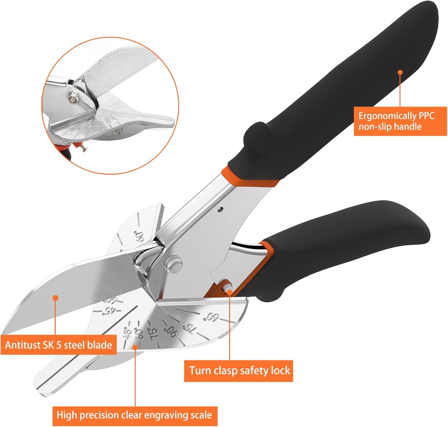 GARTOL Miter Shears, 45°-135° Adjustable Multi-Angle Cutter with 2 Blades