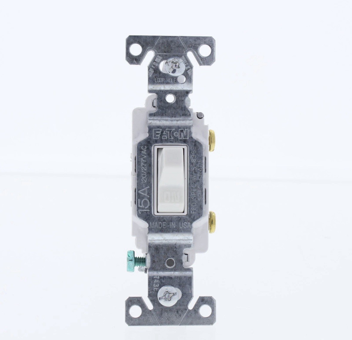 Eaton White COMMERCIAL Grade Toggle Wall Light Switch 15A 120/277V CS115W