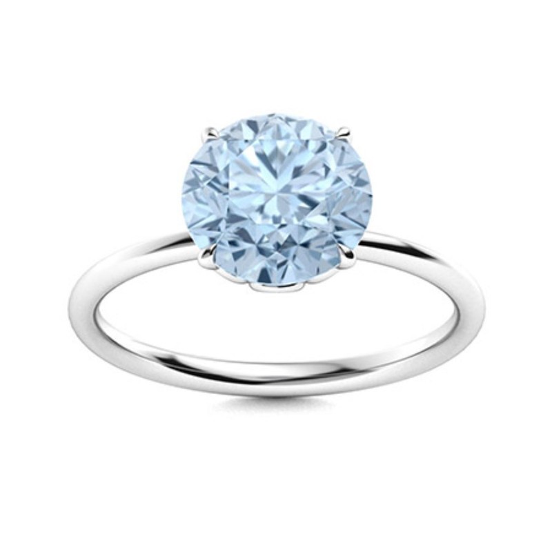 Sterling Silver Aquamarine Gemstone Statement Solitaire March Ring Jewelry