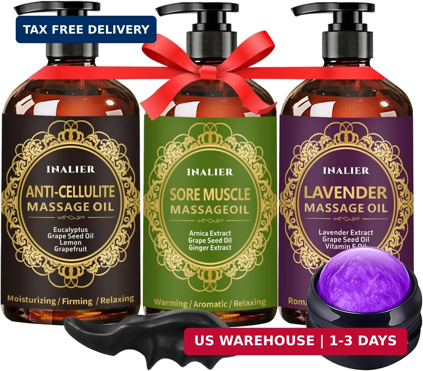 Mothers Day Gifts for Wife,Massage Oil for Massage Therapy,3 Pack Cellulite Mass