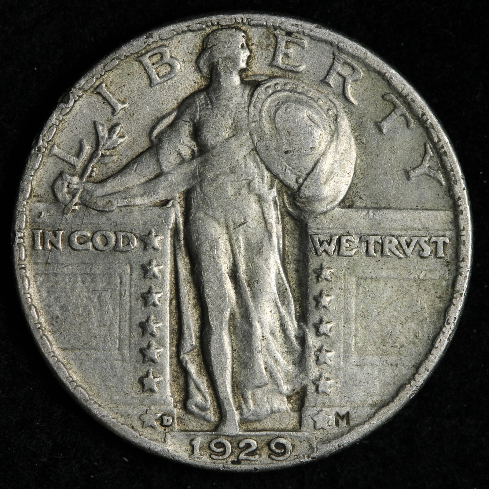 1929-D Standing Liberty Silver Quarter AU E334 STNX