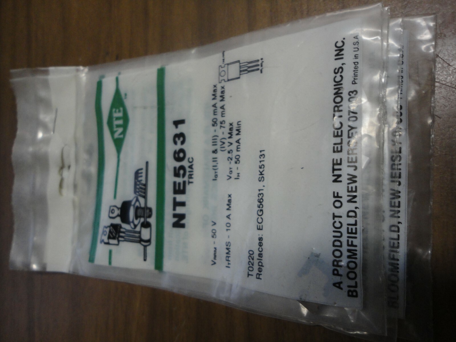 NTE5631 TRIAC 50V 10A .