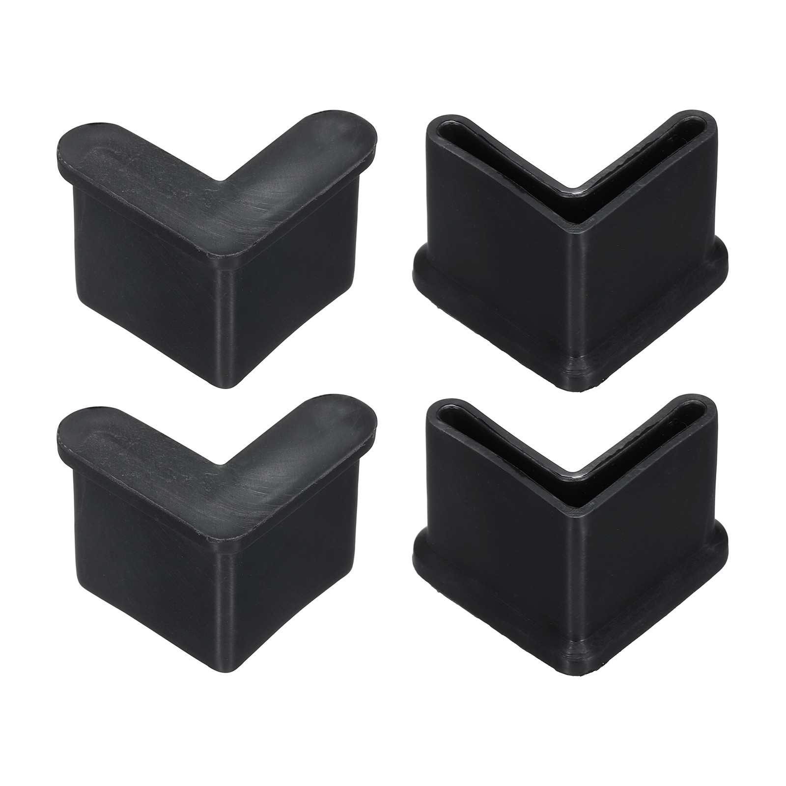 4Pcs 1" Bed Frame End Caps, Angle Iron Foot Pad Leg Protector, Black