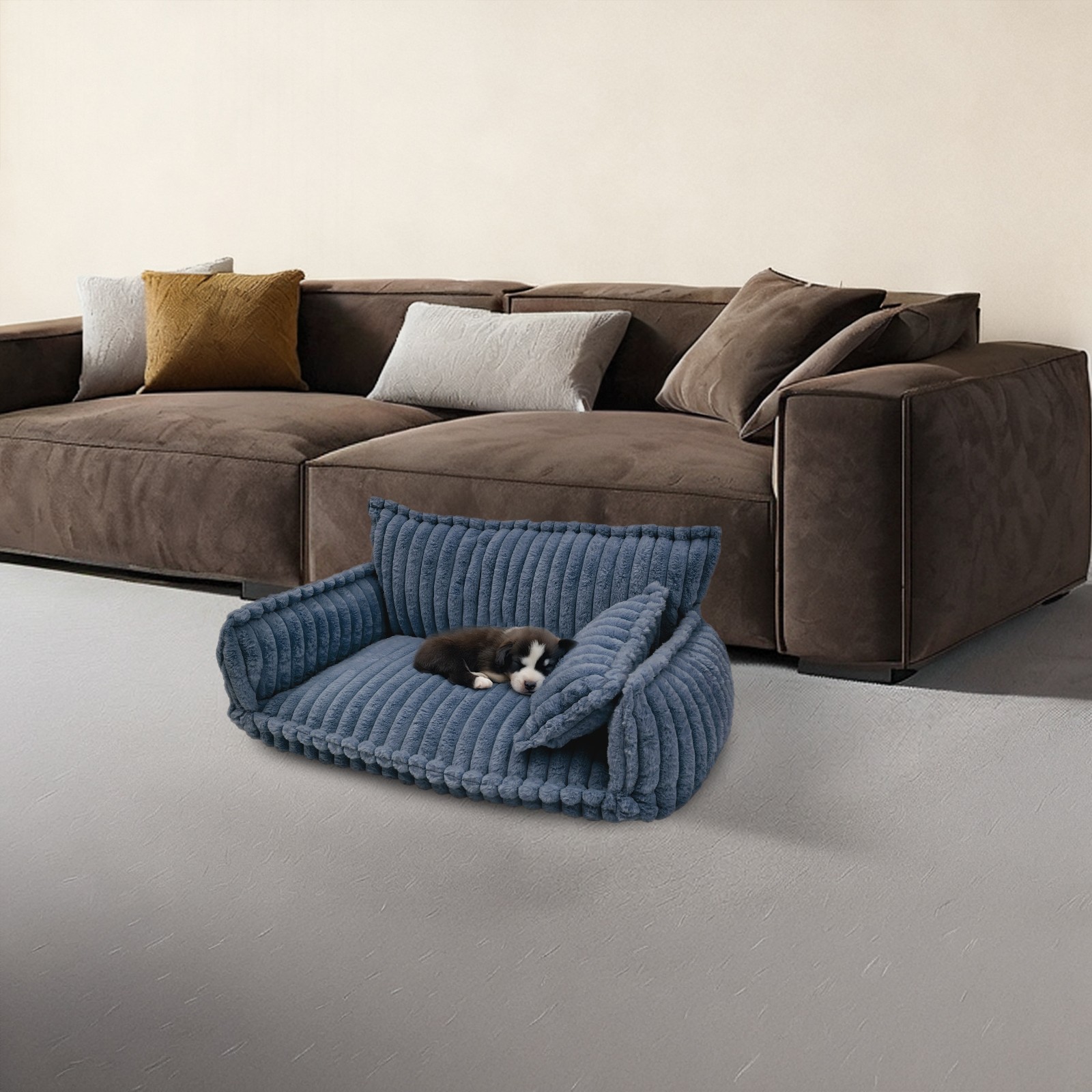 Pet Couch with Removable Washable Cover, Pet Couch Bed for Dog and Cat, Calming