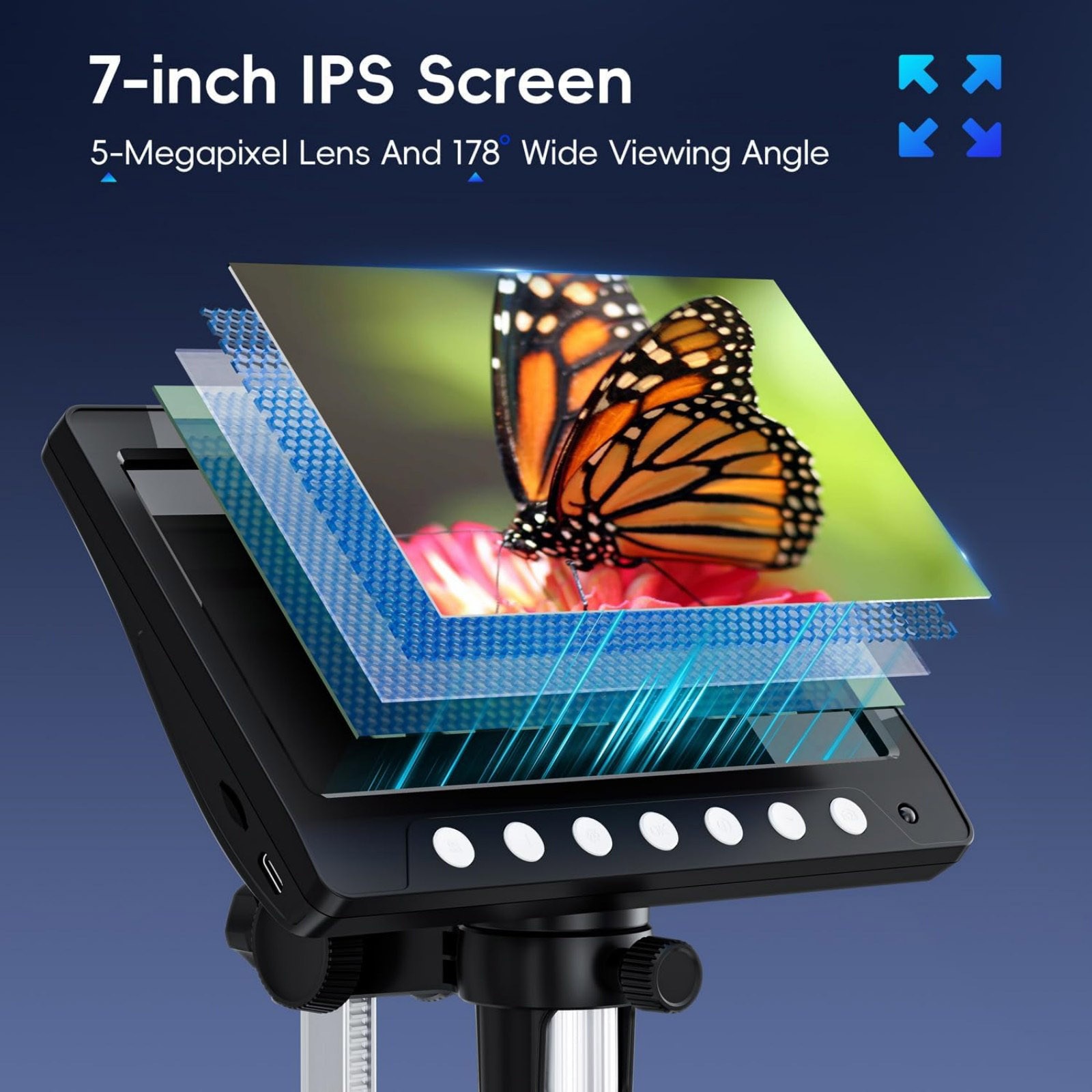 1200X 1080P 7 "IPS Screen Video Focusing Digital Microscope Camera Tool