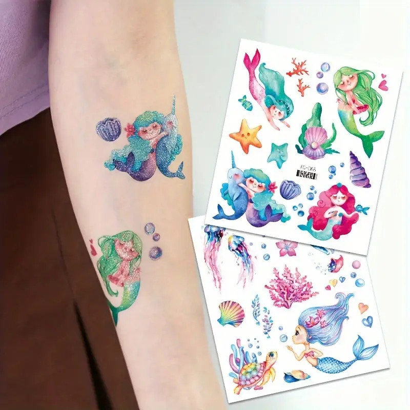 8 Sheets/OPP Glitter Mermaid & Unicorn