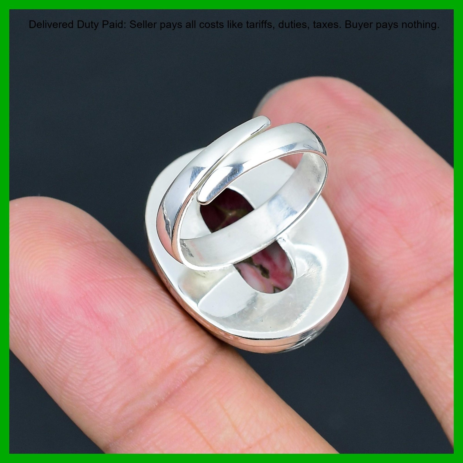 Kingman Red Mohave Copper Turquoise Stone Statement Elegant Ring Sterling Silver
