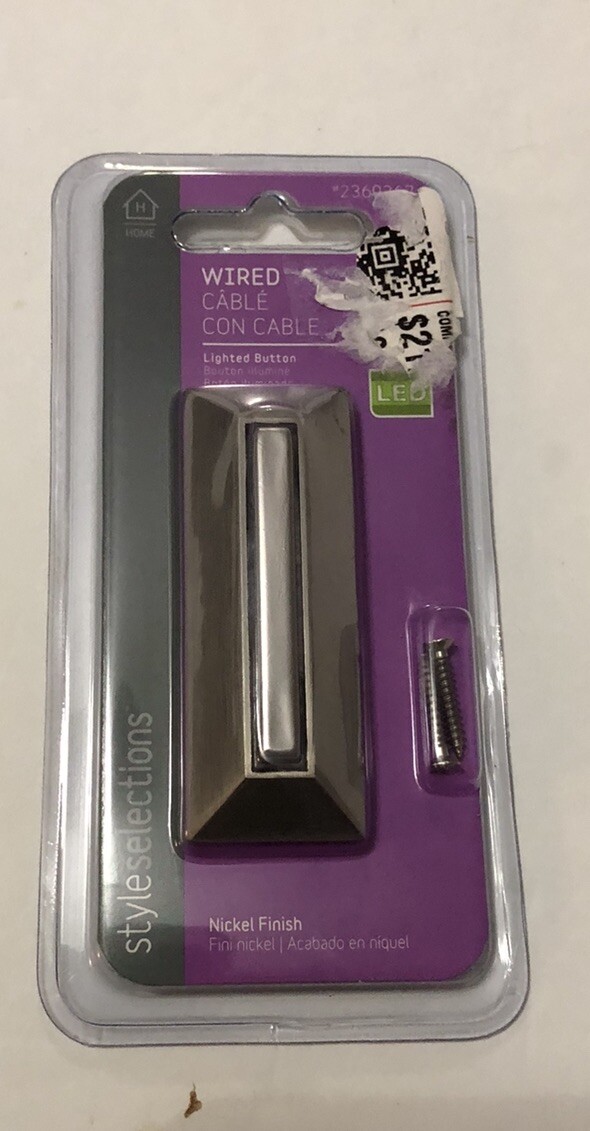 Wired LED Lighted Doorbell Button by Style Selections - Nickel Finish