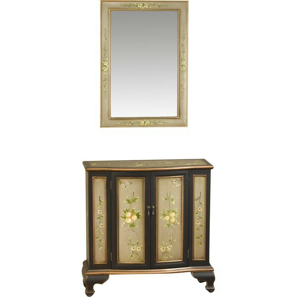 AA Importing 2 Door Accent Hand painted Cabinet with Mirror