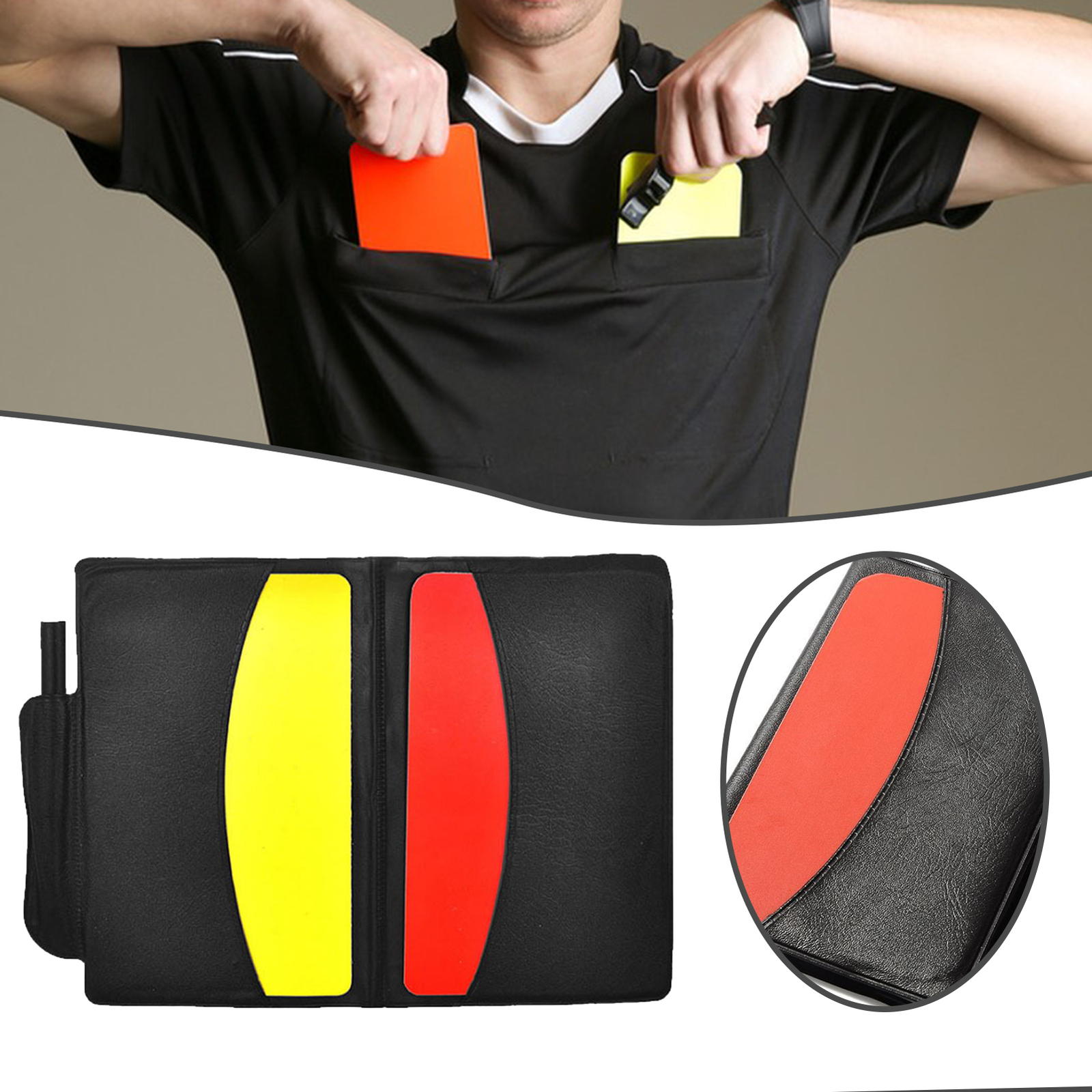 Sport Football Soccer Referee Wallet Notebook with Red Card and Yellow Card