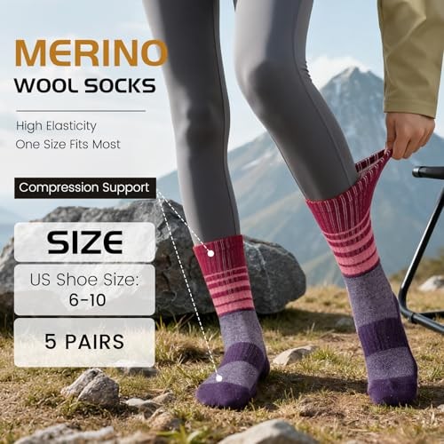 Clothirily Wool Socks for Women, Thermal Warm Womens Multicolor A, 5 Pairs