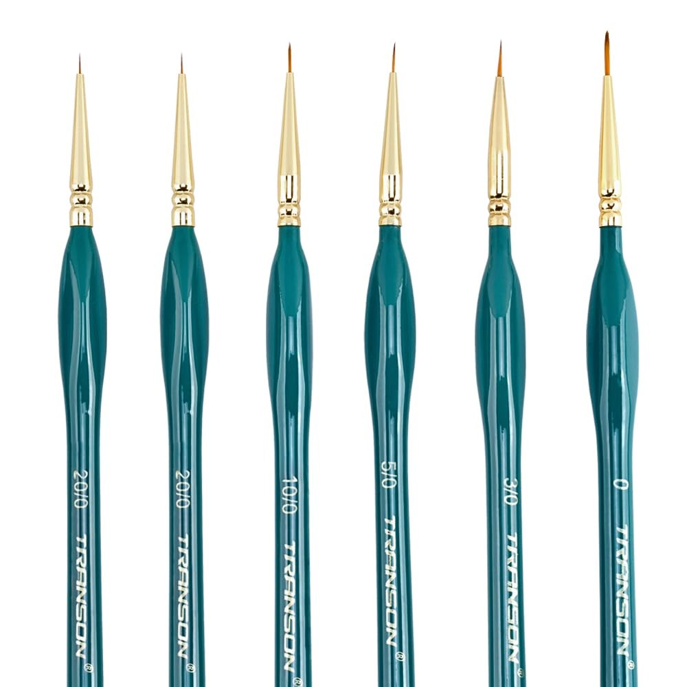 Detail Thin Paint Brush Set 6pcs for Model Minature Craft and Art Painting Green