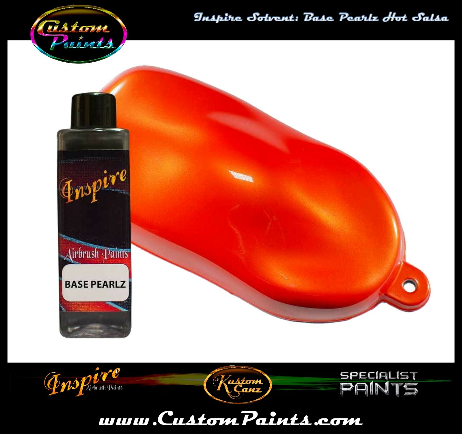 INSPIRE AIRBRUSH BASE PEARLZ HOT SALSA 4oz (SOLVENT), CUSTOM PAINT, ARTIST,