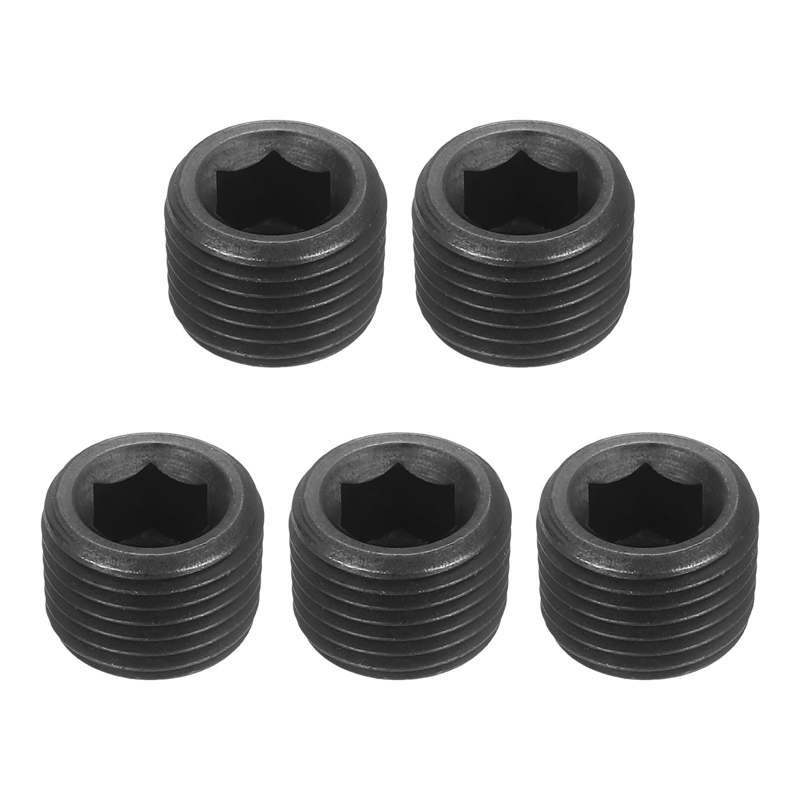 5Pcs Socket Pipe Plugs NPT 1/8"Carbon Steel Hex Thread Pipe Caps Black