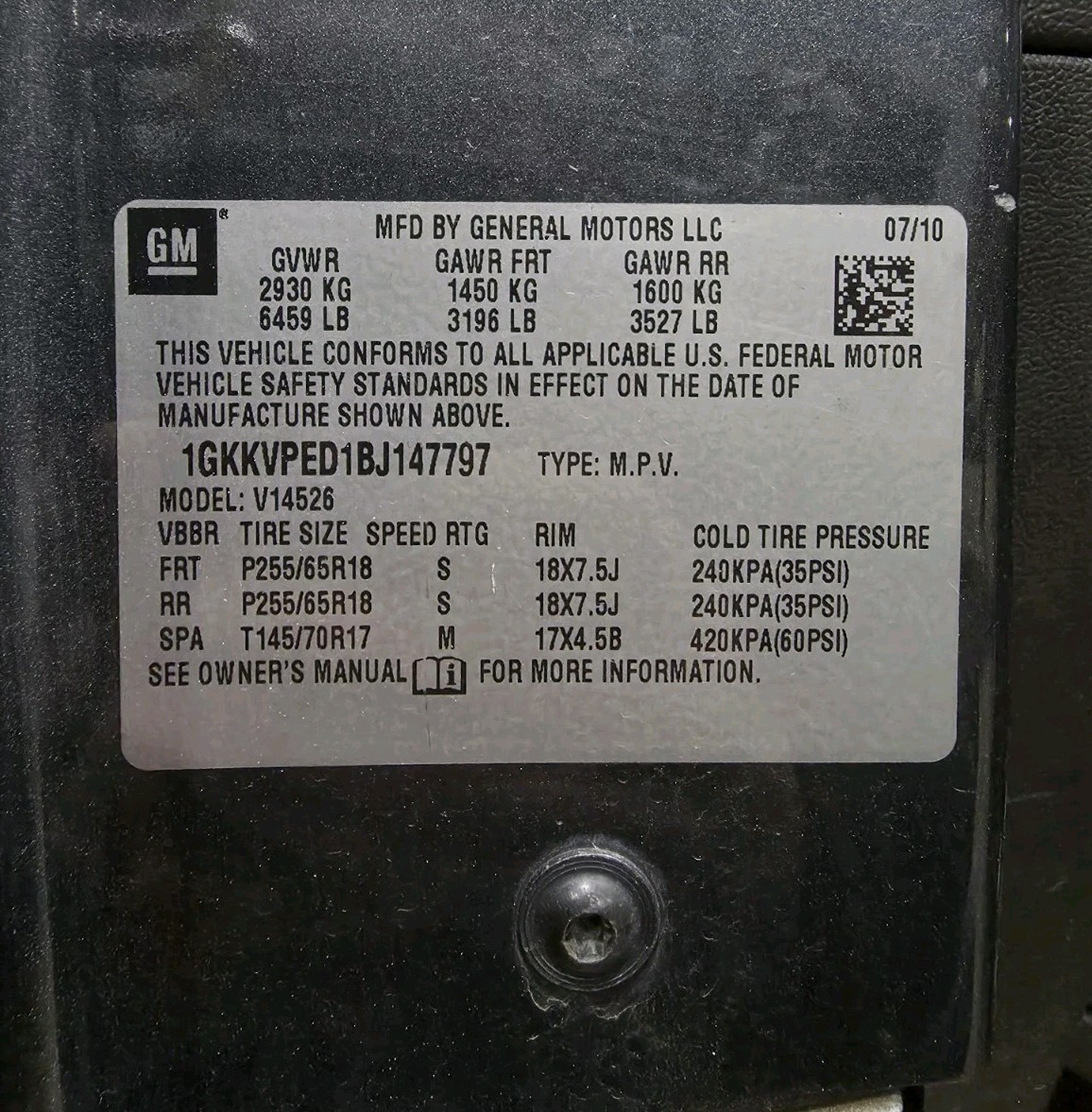 2010-2011 Acadia Enclave Traverse Outlook Engine Control Module OEM. 12617230