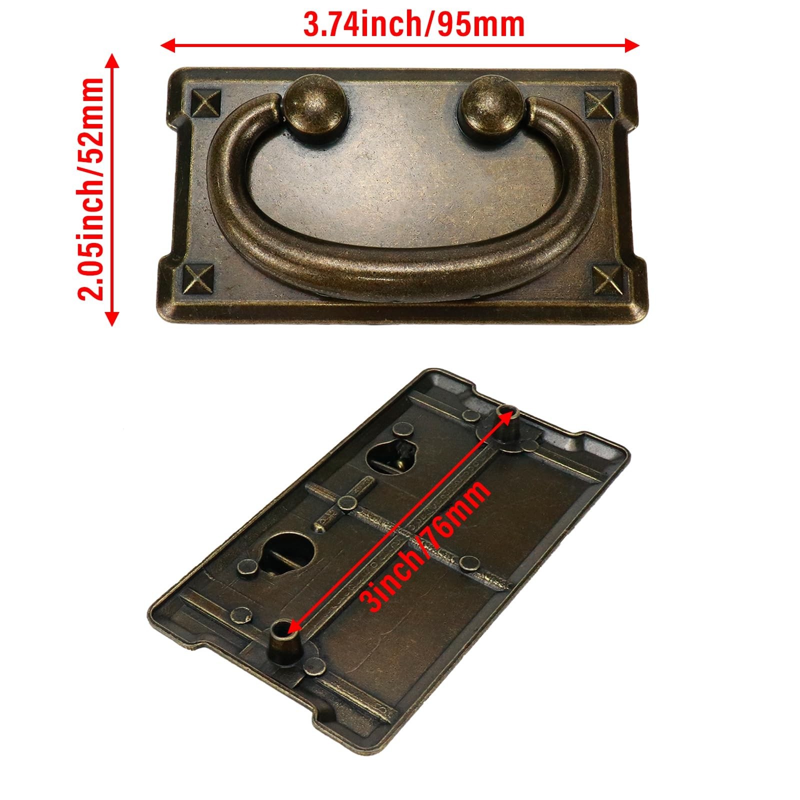 5pcs Horizontal Bail Pulls 3 Inch Cabinet Rectangular Drop Ring Boxes Pulls Z...