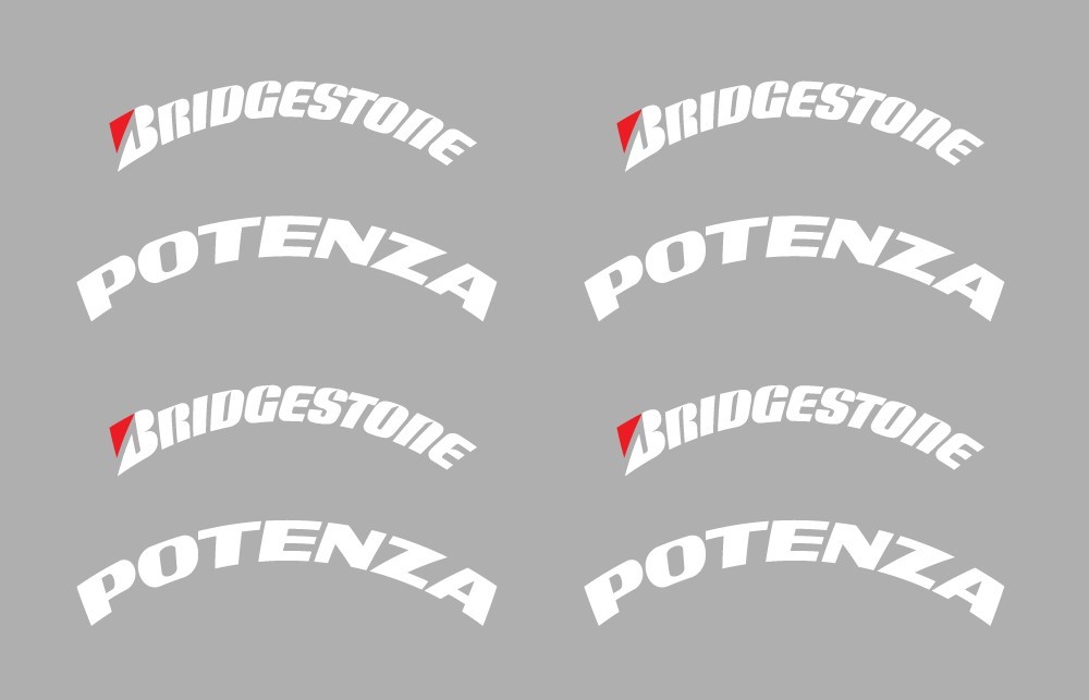 1/8 Scale Bridgestone Potenza RC Car Tire Transfer Stickers set of 4