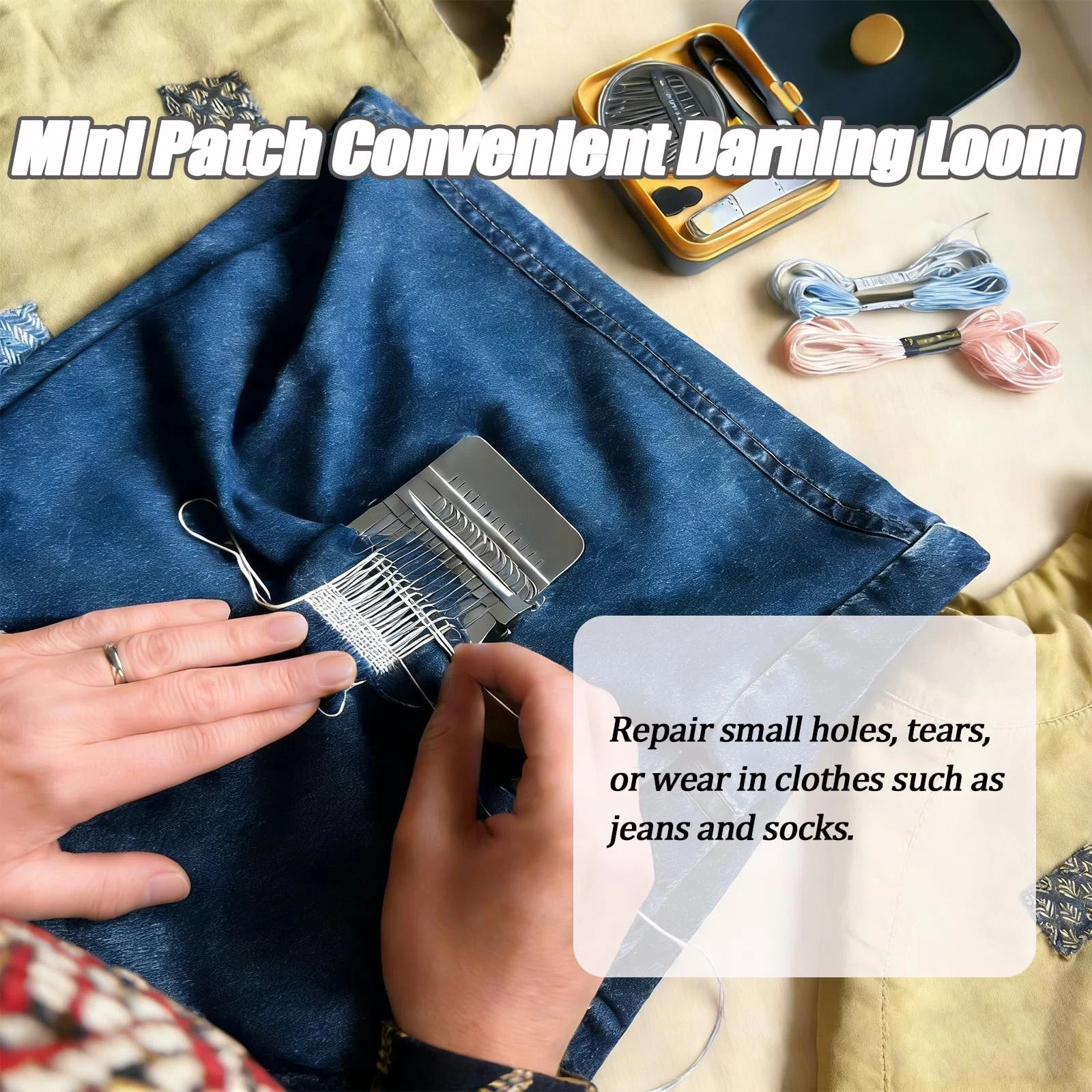 Patchmaker 2.0 Kit, Mini Loom for Beginners, Portable Patch Darning Kit, Patc...