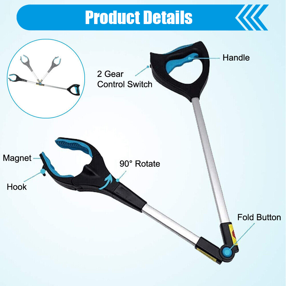 32" Grabber Pick Up Tool Foldable Garbage Hand Grip Reaching Stick Trash Picker