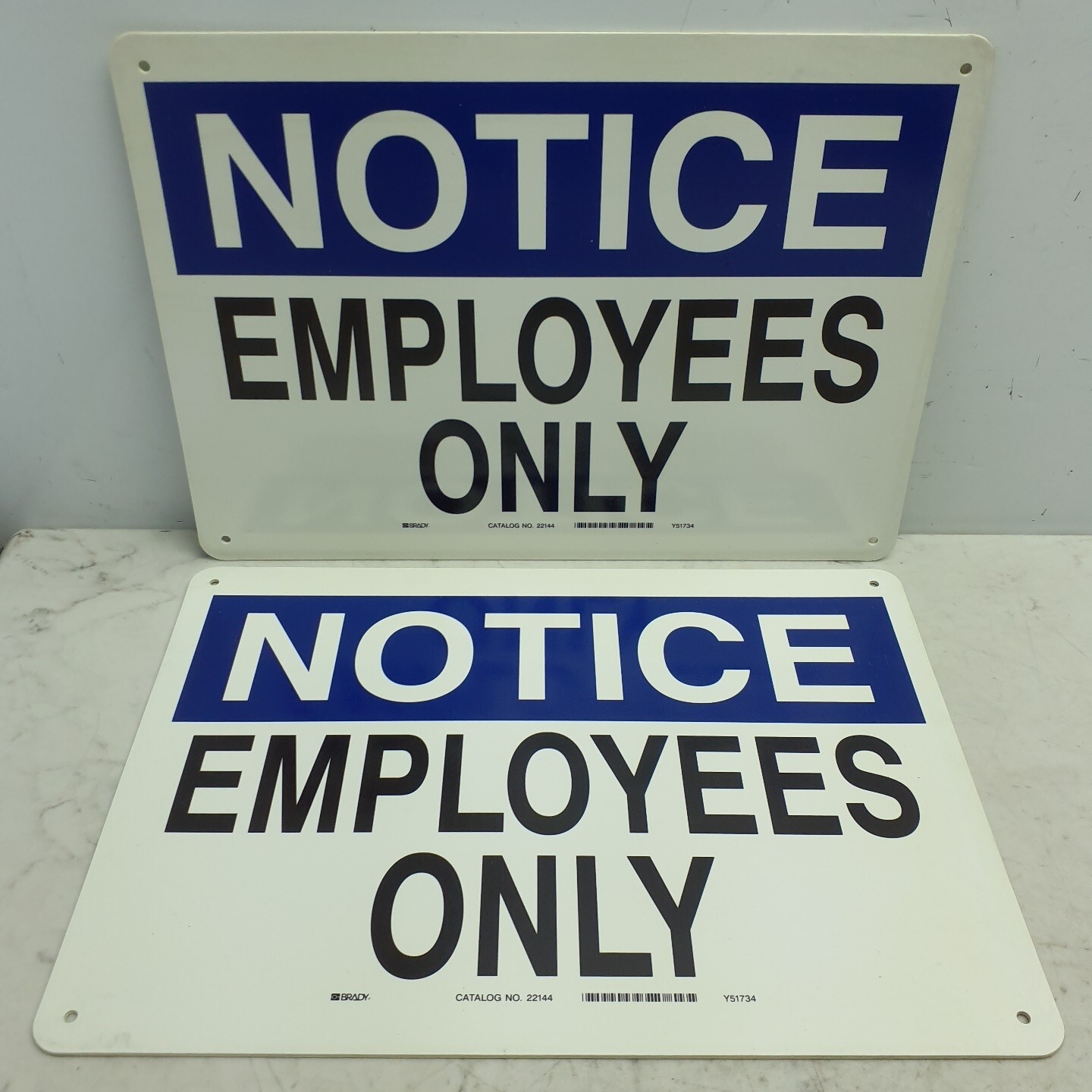 2 Pk Brady 22114 Notice Employees Only Plastic 10" x 14" Insurance OSHA Security