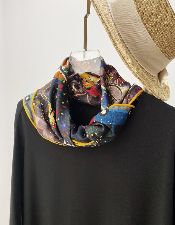 70% Cashmere 30% Silk Wrap Scarf Christmas Print Double Face Print Shawl 68X68cm