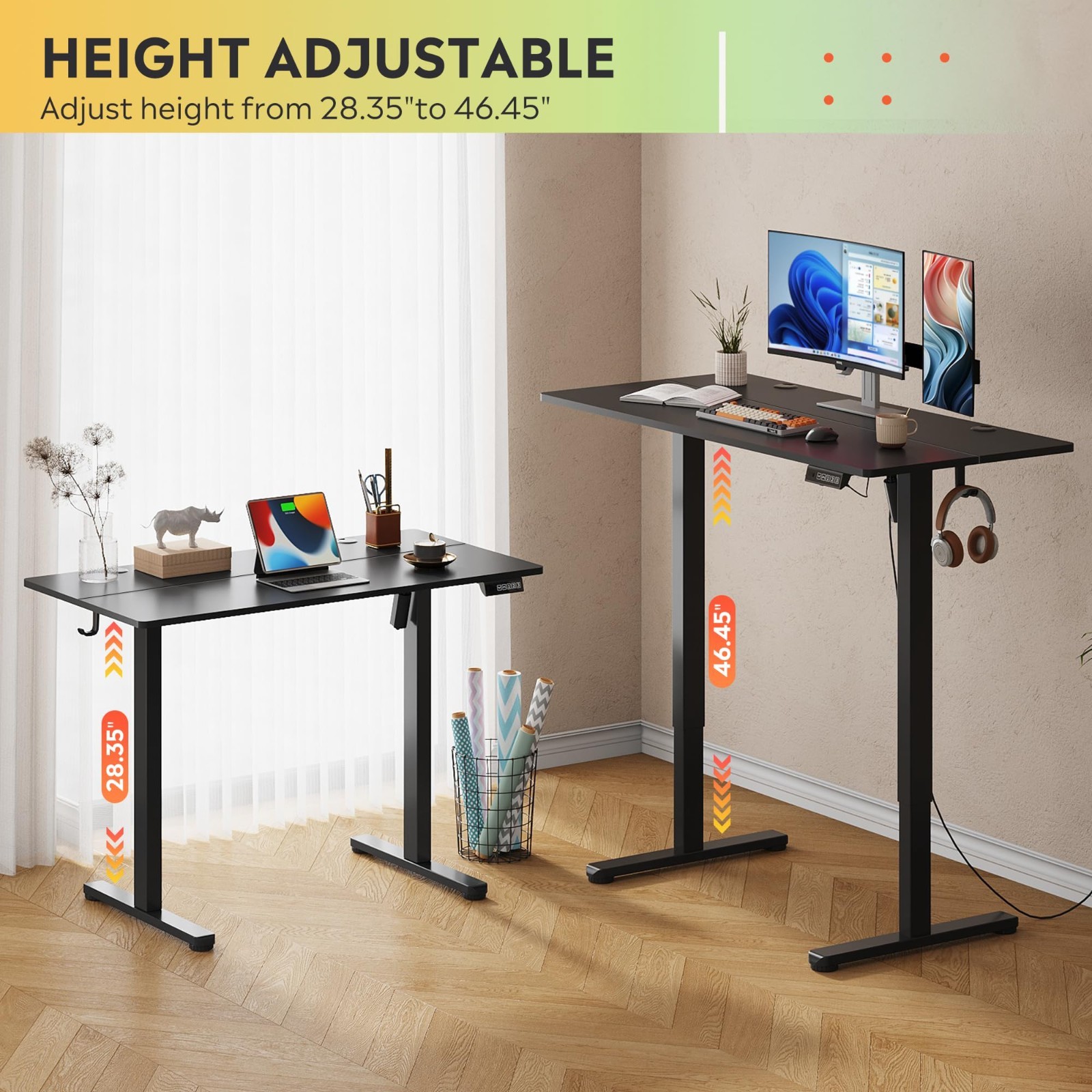 48 Inch Electric Standing Desk Adjustable Height Stand up Desk Computer Desk