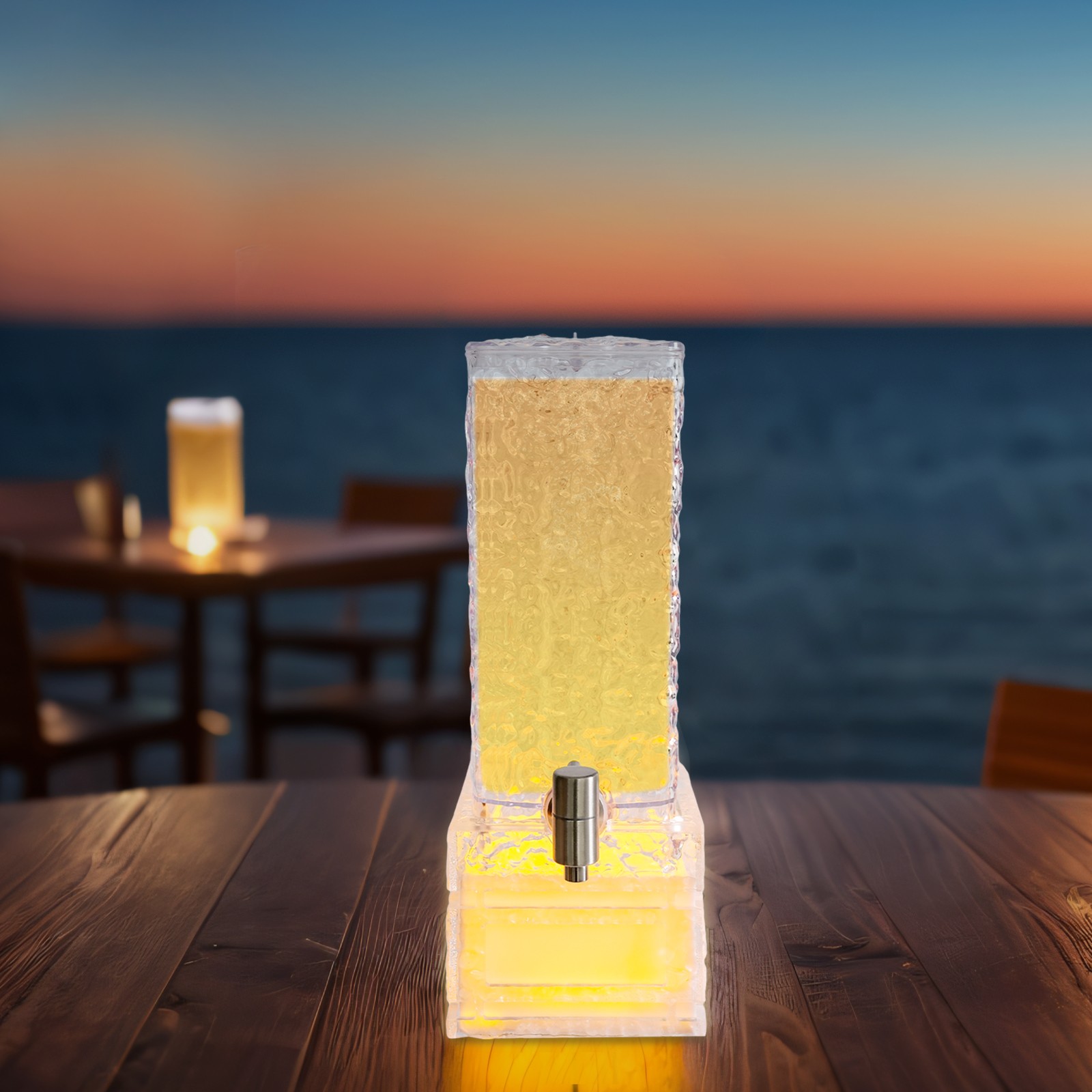 3L/0.79gal Party Beverage Dispenser Water Juice Drink Dispenser Gold LED Light