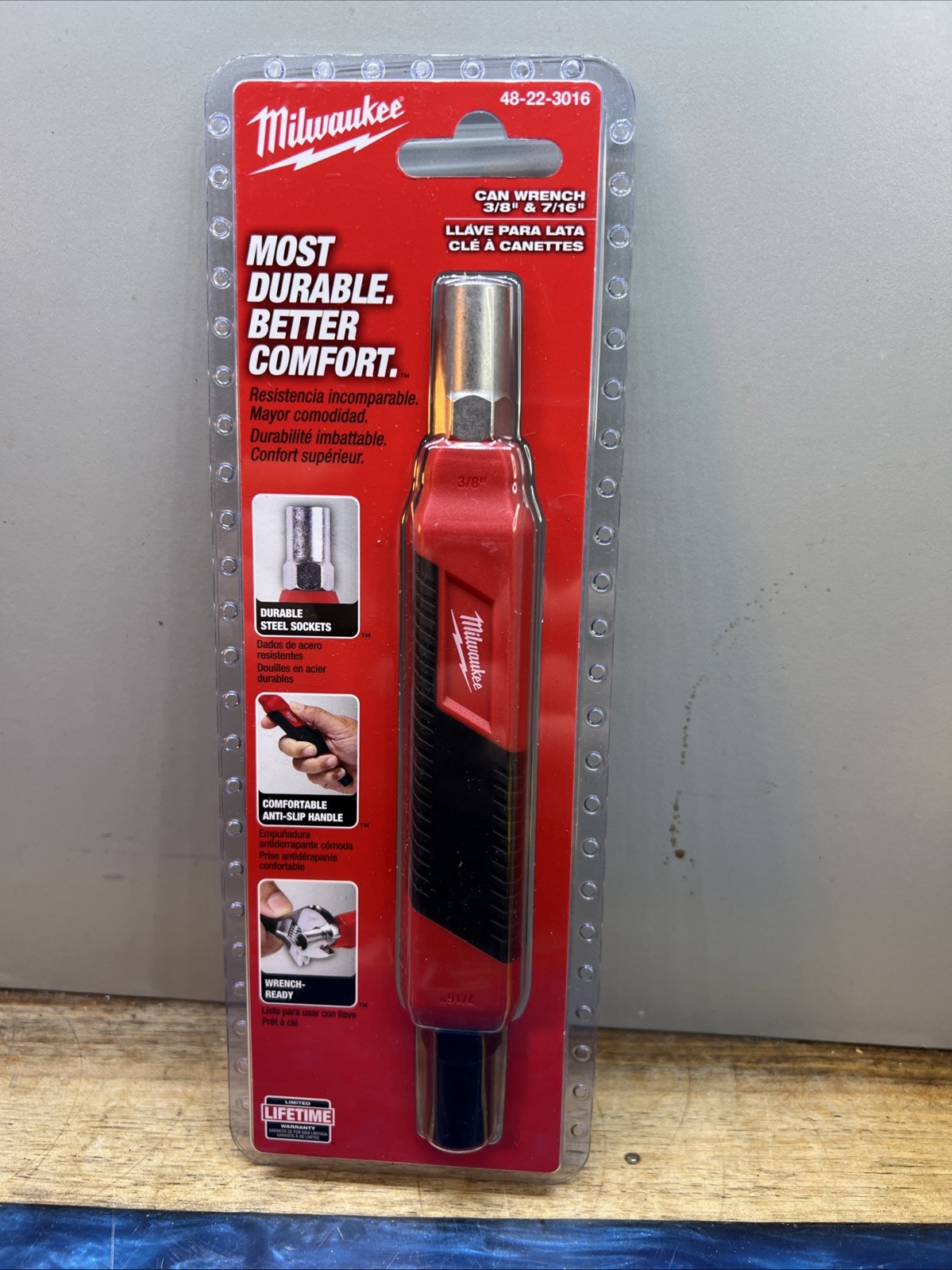 Milwaukee 48-22-3016 Color Coded Can Wrench 3/8" and 7/16" w/ Anti-Slip Handle
