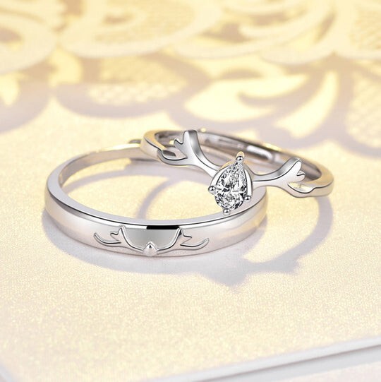Genuine Silver Couple Rings Promise Matching Engagement Lover Rings
