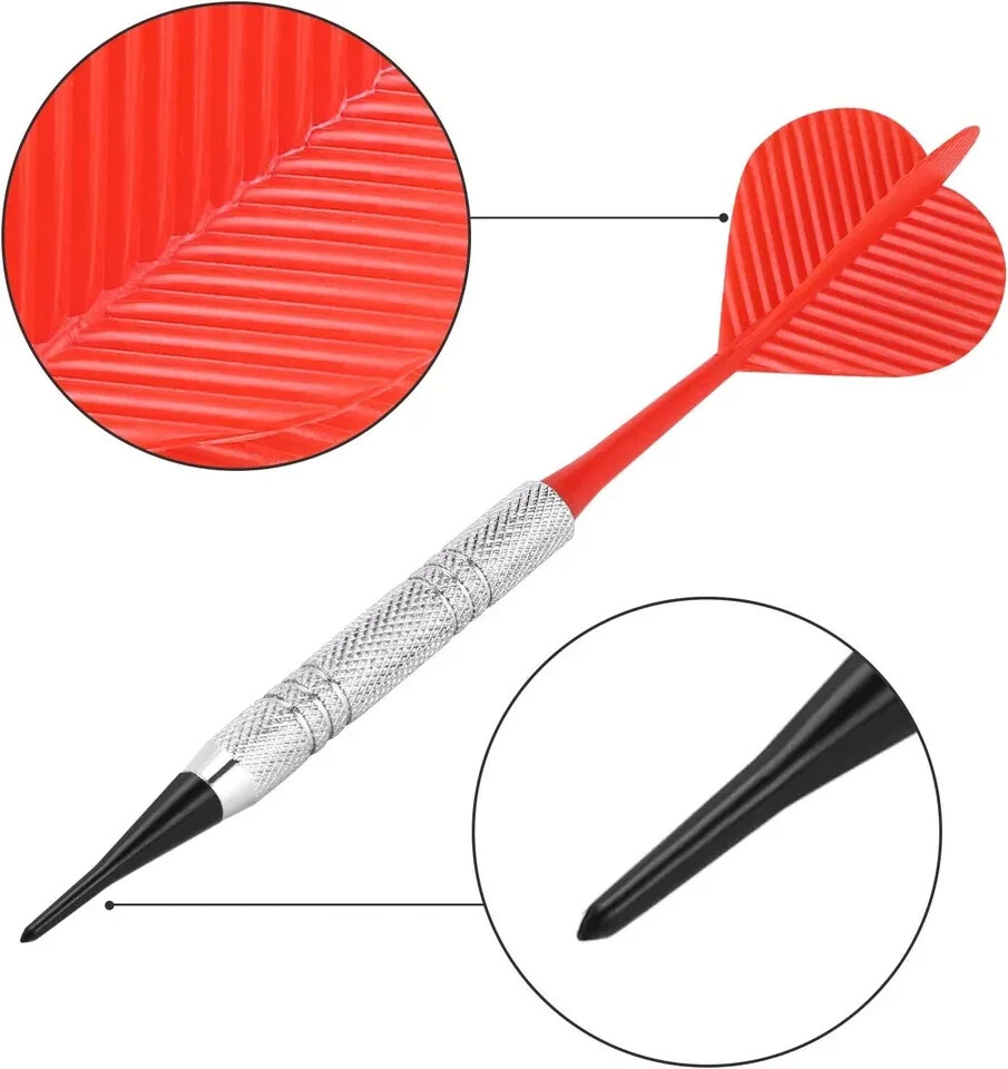 12 Pcs Soft Tip Darts Bar Dart Plastic Tip Darts Set Attach Extra 100 Black 2