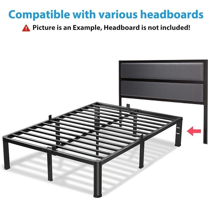 Durable Metal Bed Frame Sturdy Platform W/ Noise-Free Design Under Bed Storage